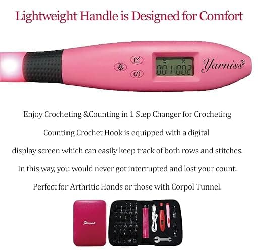 Yarniss 17 Size Counting Crochet Hooks Set, Light Up Crochet Hooks for Stitch & Row Counter thumbnail 4