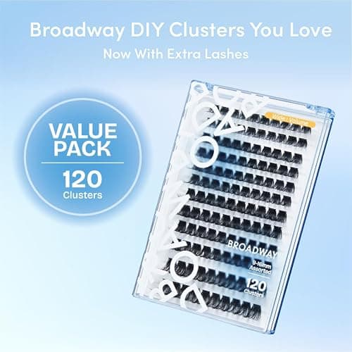 Broadway Lash Clusters, 9-16mm 120pcs Assorted False Eyelashes, Customizable DIY Individual Lash Extensions for Beginners, Lightweight & Comfortable Wide Band, Great for Everyday Glam & Volume thumbnail 2