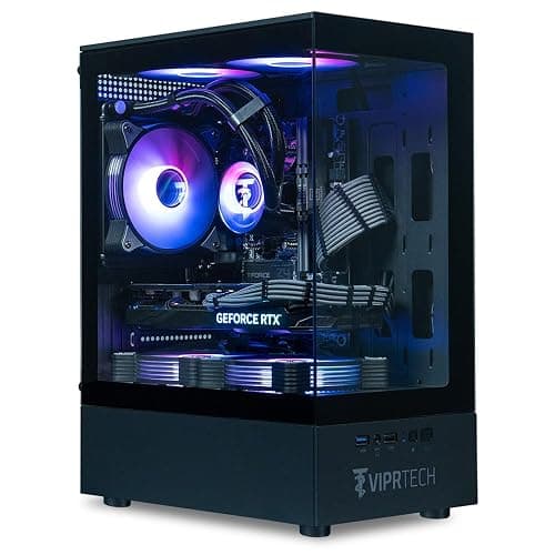 ViprTech Stryker 3.0 Gaming PC - AMD Ryzen 7 (4.1GHz Liquid Cooled), RTX 3060 12GB, 16GB DDR4 RAM, 1TB SSD, 700W PSU, WiFi BT, Win 11 Pro, RGB, Desktop Computer Prebuilt, Black - Image 1