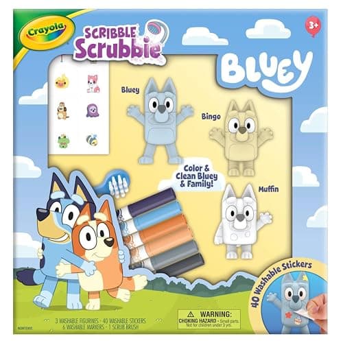 Crayola Scribble Scrubbies Deluxe Bluey Playset (3ct), Toddler Arts & Crafts Kit, Washable Stickers, Bluey Toys, Coloring Gift for Kids, Ages 3+ thumbnail 3