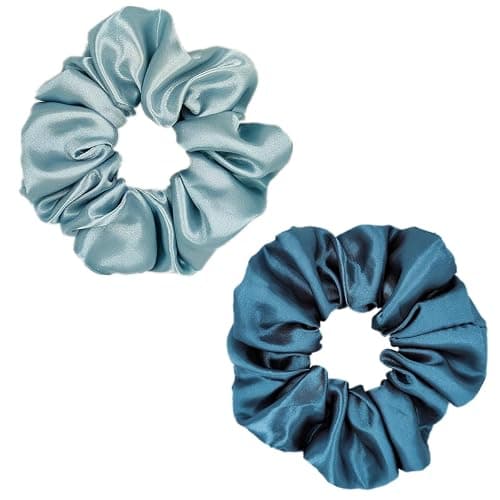 Sufermoe 12 Pcs Satin Silk Hair Scrunchies, Assorted Blue, 4.5 Inch Hair Ties for Women Girls thumbnail 9