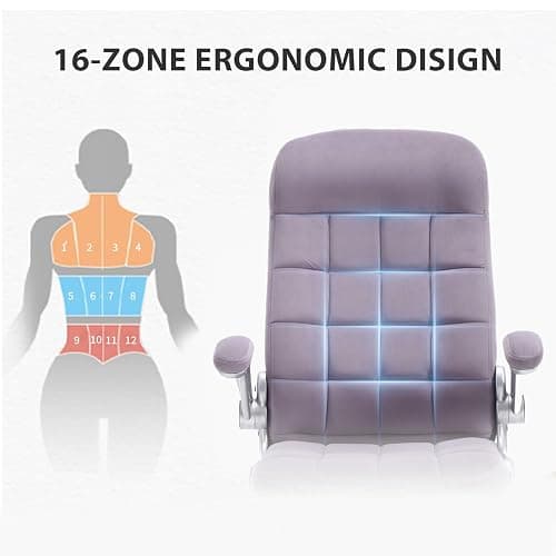 REFICCER High Back Fabric Office Chair Purple, Velvet Executive Desk Chairs with Flip-Up Arms, Ergonomic Office Chairs with Lumbar Support, Upholstered Home Computer Swivel Chair with Wheels thumbnail 5