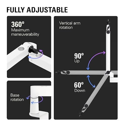 Elgato Wave Mic Arm LP White - Premium Low Profile Microphone Arm with Cable Management, Desk Clamp, Versatile Mounting and Fully Adjustable, perfect for Podcast, Streaming, Gaming, Home Office thumbnail 3