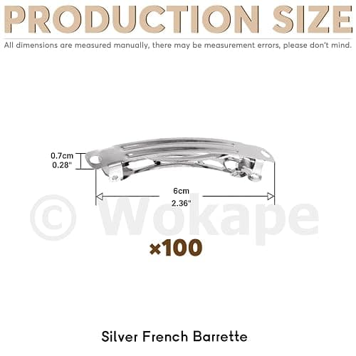 Wokape 100Pcs 2.36" French Barrette Hair Clips, Metal Hair Clips for DIY Bow Streamer Craft Clip thumbnail 2