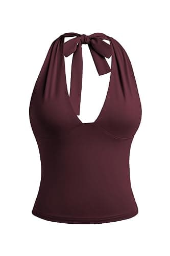 EMMIOL Halter Tops for Women Summer Crop Deep V Neck Blackless Tank Top Going Out Y2k Coquette Clothes thumbnail 3