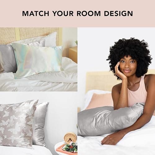 Kitsch Satin Pillowcase with Zipper for Hair & Skin, Softer Than Silk Pillow Cases Queen, Wrinkle-Free, Smooth and Cooling Satin Pillow Covers, Standard Size 19"x26", Silver thumbnail 5