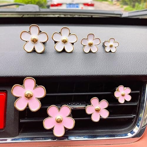Car Air Freshener Vent Clips for Women 8 Pieces Cute Car Vent Clips Decorations Daisy Flower Car Accessories Air Freshener Clips for Christmas Anniversary Girls Gift (8 pcs white pink) thumbnail 4