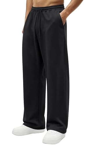 Hardaddy Men's Lightweight Sweatpants Baggy Straight Open Bottom Wide Leg Drawstring Lounge Athletic Pants with Pockets - Image 1