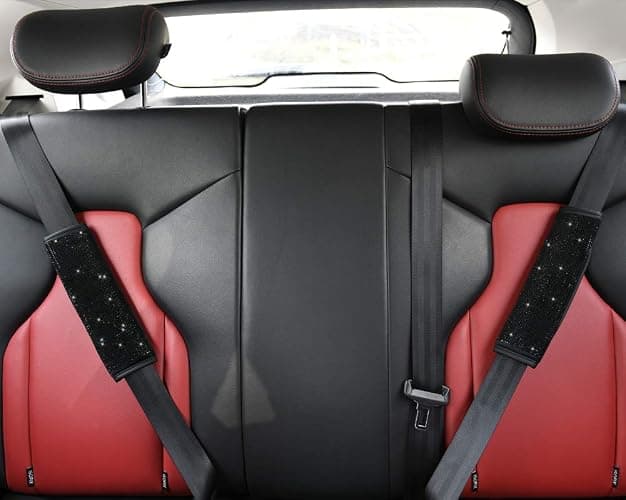 Valleycomfy Bling Steering Wheel Cover, Waterproof Diamond Floor Mats Sparkling 9-Pack Rhinestone Car Accessories for Women (Black Diamond Set) thumbnail 3