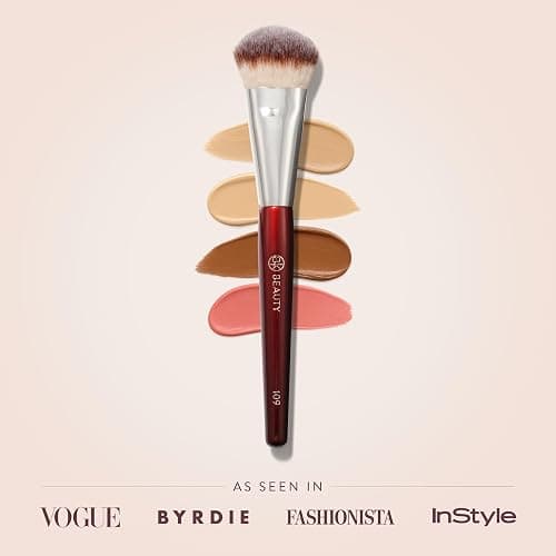 BK BEAUTY BRUSHES - 109 MINI CONTOURED FOUNDATION - Face Brush for Liquid or Cream Foundations - Bronzer, Blush & Highlighter Makeup Brush thumbnail 2