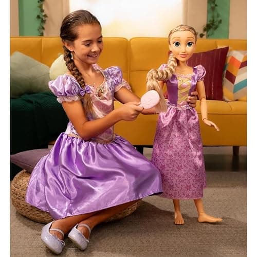 Disney Princess Rapunzel Doll Playdate 32” Tall & Poseable, My Size Articulated Doll in Purple Dress, Comes with Brush to Comb Her Long Golden Hair, Flower Garland Hairband & Hair Pins thumbnail 2