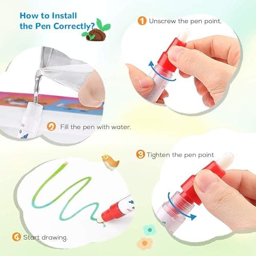 Water Doodle Mat - Kids Painting Writing Doodle Toy Board - Color Doodle Drawing Mat Bring Magic Pens Educational Toys for Age 3 4 5 6 7 8 9 10 11 12 Year Old Girls Boys Age Toddler Gift (Pink) thumbnail 3
