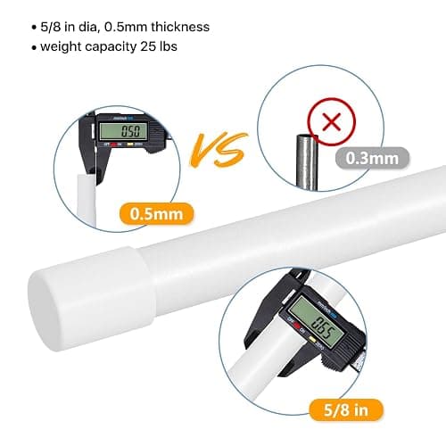 White Curtain Rods 2 Pack, Curtain Rod for Windows 28 to 48 inch, 5/8 inch Diameter Metal Standard Drapery Rod Set with Bracket, Heavy Duty Adjustable Curtain Rod for Bedroom, Kitchen, Easy Install thumbnail 5