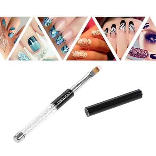 LWBTOSEE 2pc Ombre Nail Brush Nail Art Painting Pen Set,UV Gel Polish Gradient Color Rhinestone Crystal for Ombré,Black and White,Metal Diamond Acrylic Handle(C) thumbnail 4