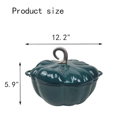 💜Cast Iron Pumpkin Cocotte - Dutch Oven Pot With Lid, Non Stick, Stew & Soup Pot, Serves 3-5, Halloween & Thanksgiving Decor Gift (Orange) thumbnail 3