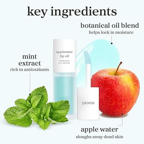 NOONI Korean Lip Oil - Applemint | Long-Lasting, Moisturizing, Plumping, Revitalizing for Dry Lips, Waterproof, No Peel Off, Hydrating, Nourishing Crystal Clear, 0.12 FL Oz - 11. Applemint thumbnail 6