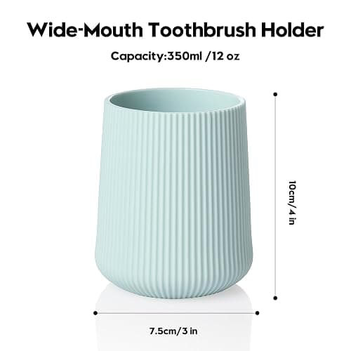 YAUKPH Green Striped Toothbrush Holder for Electric Toothbrushes Bathroom Organizer Cup for Toothpaste Kids & Adults thumbnail 2