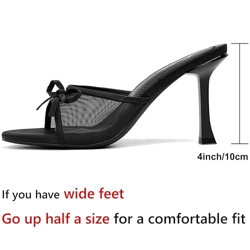 Mostrin Kitten Heels for Women Round Toe Heels With Bow Vintage Mules Sexy Slip on Stiletto Backless Sandals for Party Daily thumbnail 4