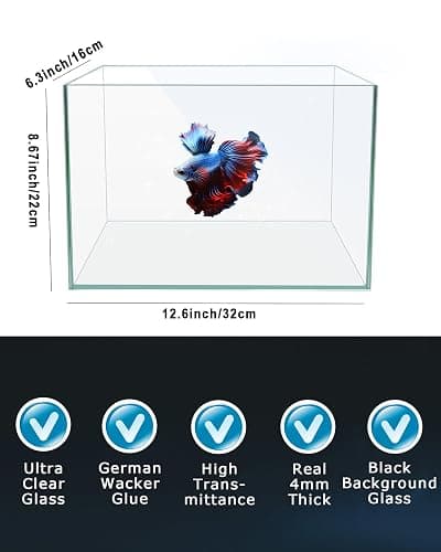 iPriro Fish Tank, 3 Gallon Ultra-Clear Glass Fish Aquarium, with Separator Plate for Betta, Fish Tank Starter kit with Filter and Adjustable Led Light, White thumbnail 3