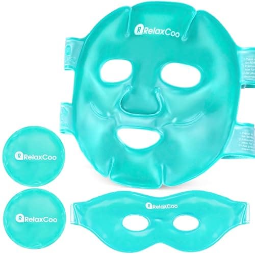 RelaxCoo Ice Face Eye Mask for Dark Circles and Puffiness Cold Warm Compress, Gel Cold Cooling Face Mask Package for Women and Men, Migraines, Headache, Stress and Relaxation - Image 1