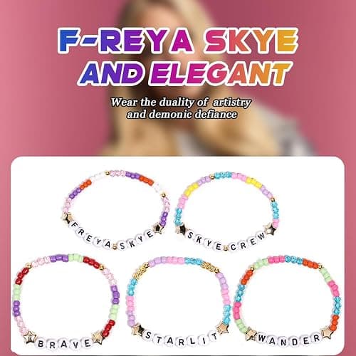 AICase for Freya Merch Skye Gifts Inspired Bracelets 5 Pcs Stackable Stretch Beaded Friendship Bracelets Concert Outfit Vinyl Poster Sticker Merchandise Gifts for Fans Women Birthday Christmas thumbnail 4