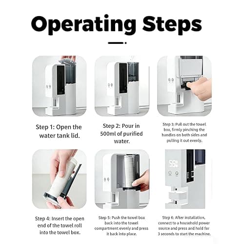 5s Fast Hot Towel Dispenser, 55°C (131°F) Constant Temp, 500ml Tank, Auto-Dry & Safe, Portable for Spa, Facial, Bathroom & Home (Hot Towel Heater with 2 Rolls of Towels) thumbnail 4