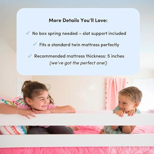 Max & Lily Loft Bed Twin Size, Solid Wood Low Loft Bed with Storage Drawer and Ladder, Modern Farmhouse Loft Bed for Kids, White Wash thumbnail 8