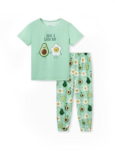 PATPAT Girls Pajamas Set Kids 2 Piece Sleepwear Comfortable PJs 5-12 Years | Cute Print Pajama Sets, Short Sleeve Tee Top & Pants, Loose Loungewear, Soft Nightwear, Homewear - Image 1