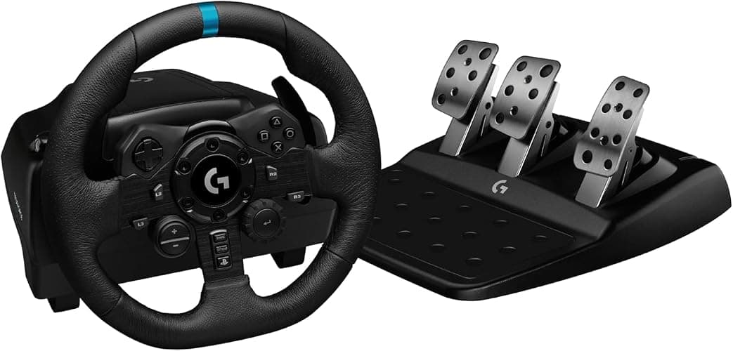 Logitech G923 Racing Wheel and Pedals, TRUEFORCE Force Feedback + Logitech G Driving Force Shifter - Real Leather, For PS5, PS4, PC, Mac - Black thumbnail 4