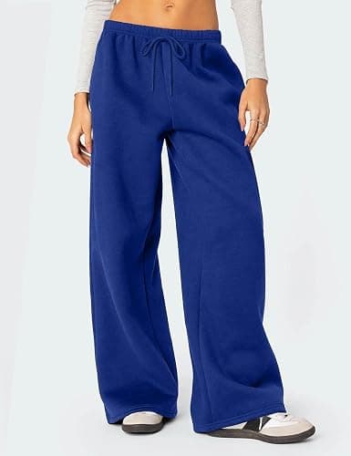 HeSaYep Women's Fleece Lined Sweatpants Winter Warm Wide Leg Sweat Pants Baggy Casual Pants with Pockets thumbnail 4