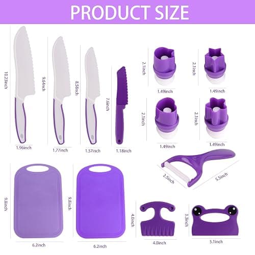 Montessori Kids Knife Set for Real Cooking – Safe Kitchen Tools, Toddler Cooking Toys for Ages 4-10, Birthday Gift for Girls & Boys, Educational Cutting Set thumbnail 2