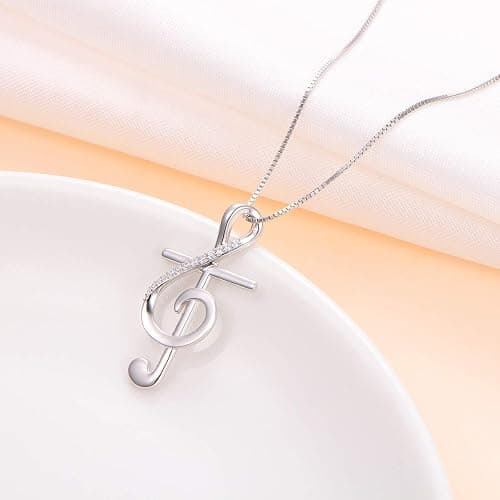 DAOCHONG S925 Sterling Silver Musical Note Pendant Necklace, Box Chain 18 inches thumbnail 4
