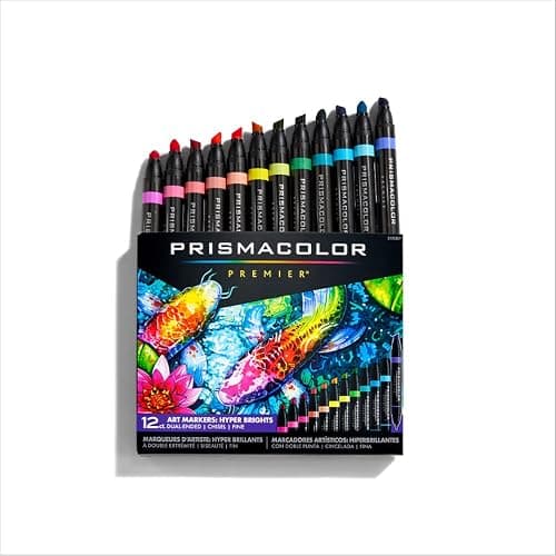 Prismacolor Premier Dual-Ended Art Markers, Chisel and Fine Tips, Hyper Bright Colors, 12 Count - Art Supplies, Alcohol-Based Ink, Coloring, Creative, Artist, Holiday Gift, Adult Coloring thumbnail 5
