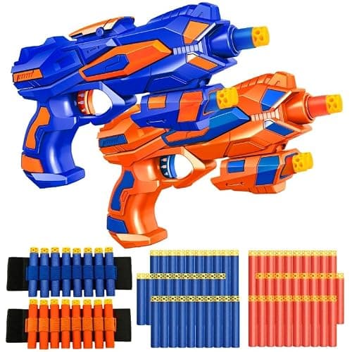 Wordot 2 Pack Guns Boys Toy-with 60 Soft Foam Darts Bullets& 2 Wrist Bands-Kids Hand Gun Toys Gifts Party Supplies for 3,4,5,6,7,8,9 Years Kids - Image 1