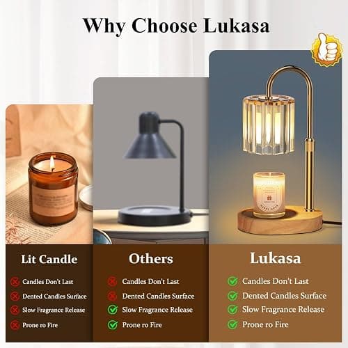Lukasa Candle Warmer Lamp, with Timer Dimmer Adjustable Height, Birthday Gifts for Women Men, Mother's Day Gifts for Mom, Wax Melt Warmer for Home Decor Room Decor, Thanksgiving Gifts Christmas thumbnail 5