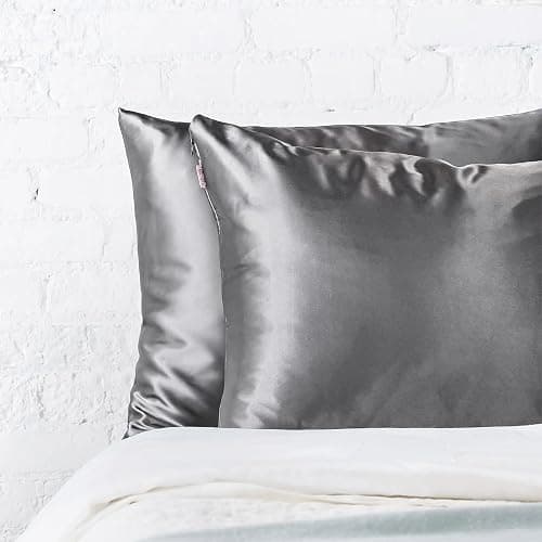 Kitsch Satin Pillowcase with Zipper for Hair & Skin, Softer Than Silk Pillow Cases Queen, Wrinkle-Free, Smooth and Cooling Satin Pillow Covers, Standard Size 19"x26" - Charcoal thumbnail 7