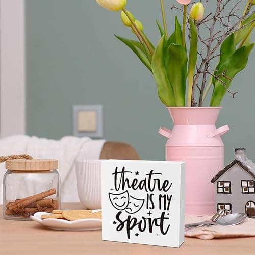 Home Theater Decor Movie Media Room Decor Theater Gifts Tub1714 | Movie Theater Broadway Lovers Gifts for Women Men,Wooden Decorations Sign for Home Office Desk Shelf,5''X5'' thumbnail 2