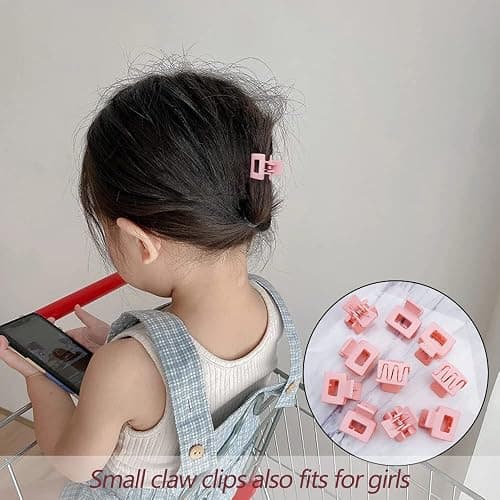 Ahoney 10Pcs Small Pink Hair Claw Clips for Women & Girls, Mini Cute Jaw Clips for Thin Hair with Gift Box thumbnail 3