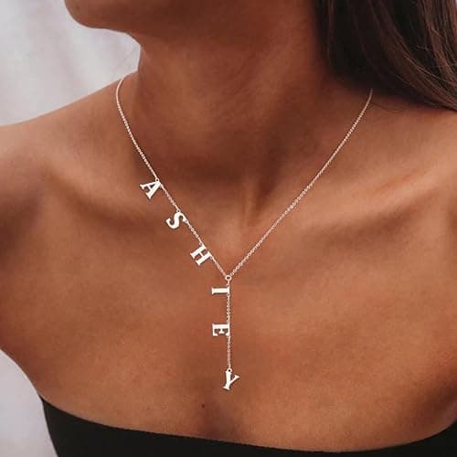 ARVAE Personalized Lariat Name Necklace for Women,Custom Y-Shaped Name Necklace,18k Gold Plated Letter Initials Long Necklace Mother's Day Customized Jewelry Gifts for Mom thumbnail 4