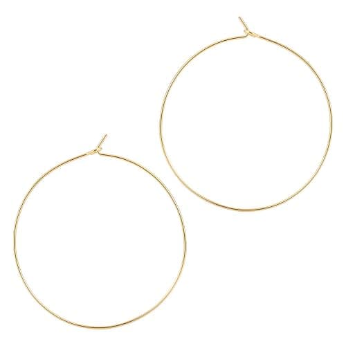 ESMATOO Thin Gold Hoop Earrings for Women - Hypoallergenic Lightweight Gold Hoop Earrings Dainty - Large - Image 1