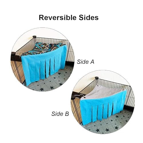 RIOUSSI Guinea Pig Hideout Hideaway Corner Fleece Toys Cage Accessories with Reversible Sides, Geo/Gray-Green+Blue, Pack of 2 thumbnail 2
