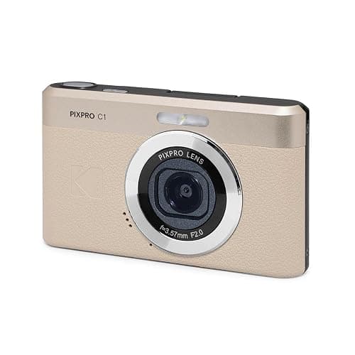 Kodak PIXPRO C1 Friendly Zoom Digital Camera - 13MP Compact Point and Shoot with 2.8” 180° Tilt LCD Flip Screen, Retro Vintage Design with 4X Zoom and 1080P Full HD Video for Travel, Vlogging, Tan thumbnail 4