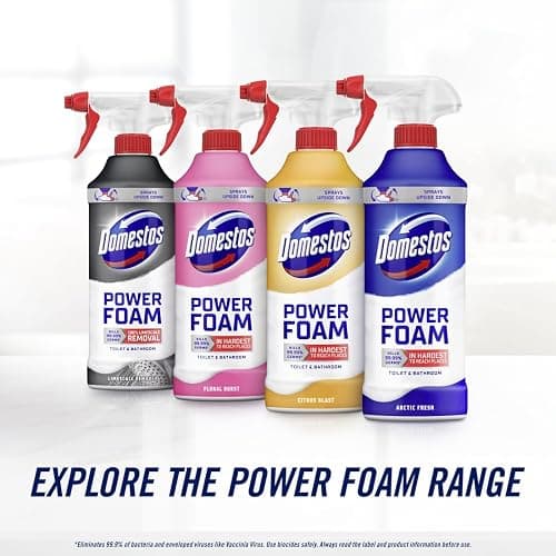 Domestos Mint Boost Bleach Foam sprays upside down for a sparkling clean even in the hardest-to-reach places 450 ml thumbnail 7