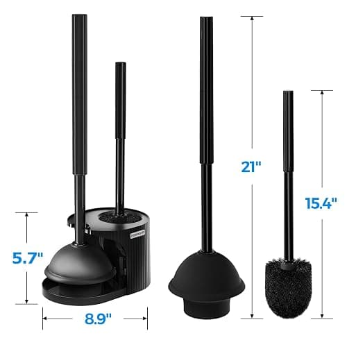 FORASTO 2 in 1 Toilet Plunger and Brush Set，Extended Handle Plunger，Toilet Bowl Brush Plunger Set, Bathroom Cleaning Tools ，Toilet Brush Plunger Combo，Cleaning Brush，Bathroom Cleaning Supplies thumbnail 2