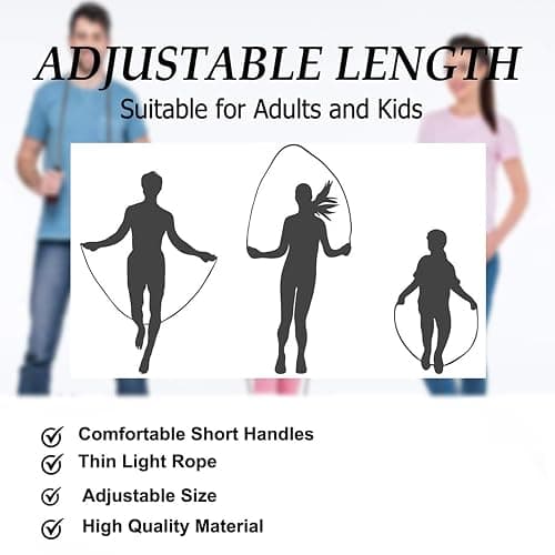 Senshuomy Adjustable Skipping Rope for Adult and Kids,Jump Rope,With Adjustable Length,Lightweight and Portable,Featuring a Comfortable Handle for Speed Jumping (6 Colour) thumbnail 2