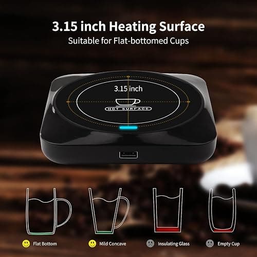 Coffee Mug Warmer, Smart USB Coffee Cup Warmer with Pressure-Induced Auto On/Off, Coffee Accessories for Home Office Desk thumbnail 7