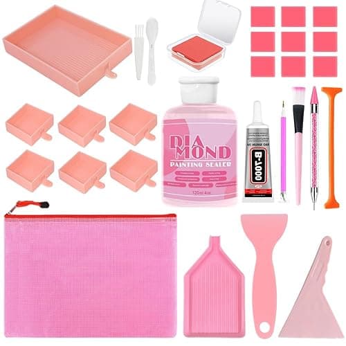 Rhinestone Picker Tools for Bedazzling Kit - 5D Diamond Painting Glue & B7000 Jewelry Glue for Craft, with 3 Picker Pens, 7-in-1 System Trays, 1 Brush, 10Pcs Clay, All-in-One Diamond Art Painting Set - Image 1