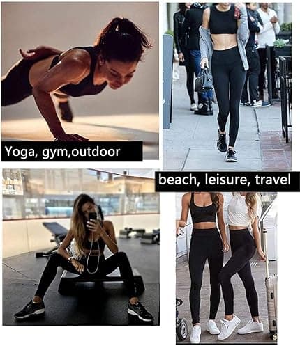 dohomiryo Damen Sportanzüge Jogginganzug Sport Sets 2 Teilig Workout Outfit Set Sport Crop Top+Hohe Taille Yoga Leggings Yoga Outfit Freizeitanzug Sportswear - L - Rosa thumbnail 5