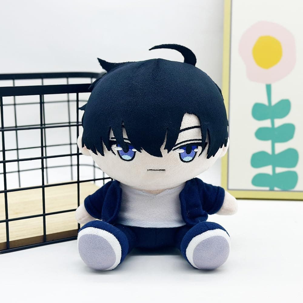 Sung Jin Woo - Figura suave de peluche de anime de 21 cm, poses sentados y cantados de Jin Woo - Figura de peluche de dibujos animados, almohada de abrazo, sofá, decoración del hogar - Sung Jin Woo thumbnail 2