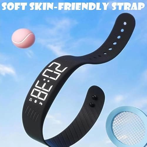 Vibrating Alarm Clock Band, Silent Vibration Wake,Vibrating Alarm Wristband,Wristband for Deep Sleepers,Ip65 Waterproof - USB Fast Charging,Wrist,Clock Vibrating,Leep Quality Detection (Black) thumbnail 2